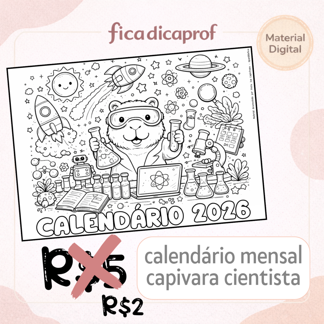 Calendário 2026 – Capivara Cientista 🧪📅